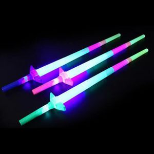 Arrival 4 Section Extendable LED Glow Sword Kids Toy Flashing Stick Concert Party Props 240521