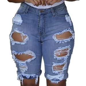Shorts jeans Mulheres plus size de tamanho destruído Leggings calças curtas shorts jeans rasgados jeans jeans shorts para mulheres plus size 240521
