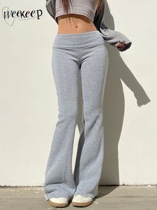 Weeep Casual Solid Low Rise Basser Women Women Basic Slim Fitness Fitness Pantaloni Streetwear Korean Fashion Streetwear Y2K Pantaloni svasati 240521