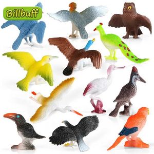 ROVA JOGOS 12pcs simulação de diy jungle animais pássaros Ação de plástico PVC Modelo OWL Figuras Coleção Doll Toy para crianças presente educacional Y240521