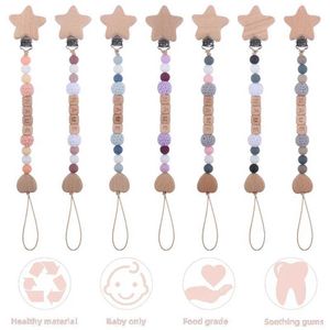 Pacifier Holders Clips# Personalized name DIY baby pacifier clip chain star wood teeth dentures Nipur bracket customized pacifier d240521