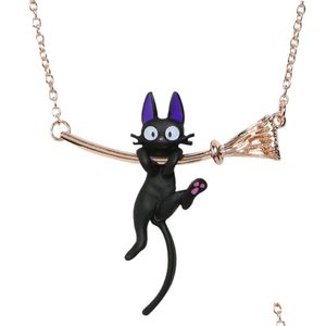 Colares de pingentes jóias de moda desenho animado fofo colar de gato preto entrega pingentes de pingentes dhgarden dhjjd