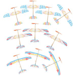 Flugzeug Modle 10 Kinder Holzspielzeugmodelle Glider Flugzeugspielzeug Gummigürtel Stromhand handgefertigt Holzpapier Papier Kinder DIY Plastik im Freien Jungen S2452022
