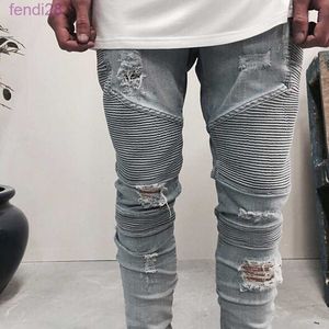 Partihandel SLP Blue/Black Destroyed Mens Slim Denim Straight Biker Skinny Jeans Casual Long Men Ripped Storlek 28-38 Gratis frakt PZGS