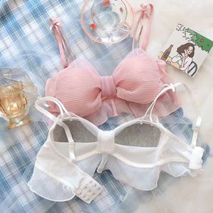 Japanese Sexy Mesh Women's Emotional Underwear Female Breasts Small Pure Desire No Steel Ring Girl Comfortable Breathable Bra