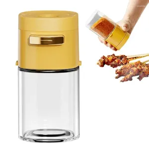 Storage Bottles Glass Seasoning Shaker Spice Press Type Salt Dispenser Sealed Bottle Transparent Kitchen Gadgets For Pepper