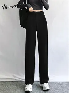 Women's Pants Yitimuceng High Waisted Suits Women 2024 Casual Loose Wide Leg Office Ladies Black Straight Full Length