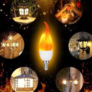 E27 E14 B22 LED Flame Bulb Fire lamp Corn Bulb Flickering LED Light Dynamic Flame Effect 3W 5W 9W AC110V 220VV for Home Lighting