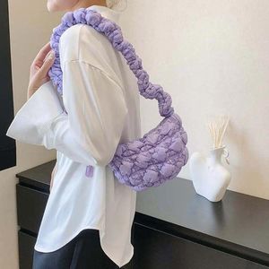 Hobo 1 PCS Fold Cloud Shoulder Bag Sweet Bowknot Underarm Pouch Elegant Bubble Message Simple Solid Color Handbag