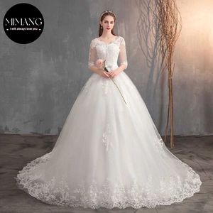 Bröllopsklänningar Långt tåg Bröllopsklänning V Neck Elegant Plus Size Wedding Dress