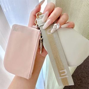 The new lu dual pouch wristlet clutch bag womens keychain card holder wallet Luxurys Designer coin purses mens nylon key pouch coin pouch wallets mini canvas wallets