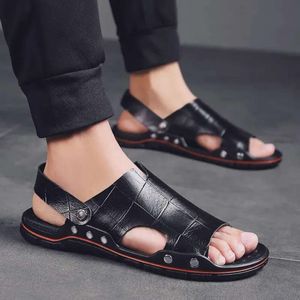 Summer Genuine Leather Soft Shoes Beach Men's Sandals High Quality Slippers Bohemia Size d83