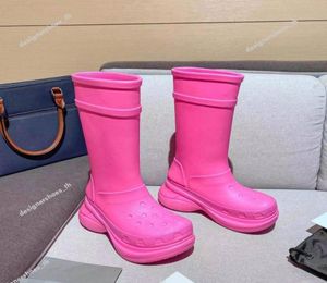 Mężczyźni kobiety deszczowe buty designerskie grube dolne botki do dna Botki gumowe platforma bootie moda rycerz buty galaretki kolor1264020