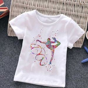 Camiseta de camisetas aquarela ginástica tshirts tsshirts garotas roupas roupas fofas de ginástica fofa de arte camiseta de verão ginásio para crianças roupas harajuku