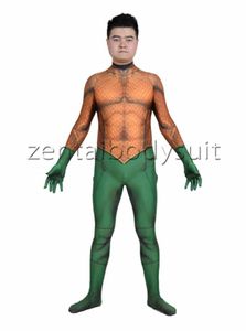 3D 프린트 아쿠아 맨 의상 아쿠아 맨 스킨 라이크라 스판덱스 코스프레 Zentai Suit3782358