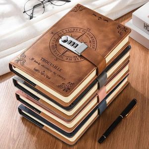 200 Seiten A5 Notebook mit Lock Diary Travelers Journal Journal Notepad Agenda Planer Europäische Retro -Notebook -Büro -Schulversorgung 240509