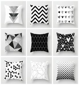 Siyah beyaz geometrik dekoratif yastık kılıfları polyester atma yastık kapağı kasa çizgili yastık kılıfı cushiondecorative3103133