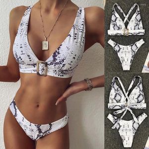 Kvinnors badkläder Kvinnor Sexig tryck Push-up Padded BH Bikini Set Swimsuit Swimwer Swimming With Underwire