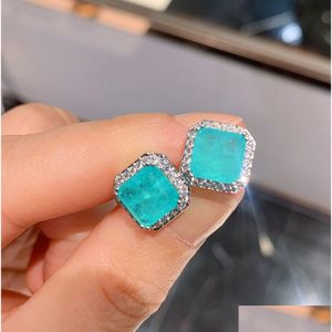 Студа винтажная лаборатория Gemstone Emerald Paraiba Tourmaline Turquoise серьги для женщин, ухо,