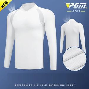 PGM Mens Golf Kleidung Sonnenschutzhemd Eis Strumpfhosen Langarm T-Shirt Anti-UV-Training Unterwäsche Hemden Golf Sportbekleidung 240520