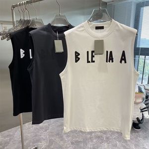 Men's Tank Tops Cotton Sleeveless T Shirt Designer Letters Printed Sexy Off Shoulder Vest Summer Casual Male Mens Clothing Loose Breathable Gym Fitness Sportswear