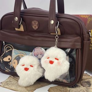 3PCS Genshin Impact Hutao Game Cosplay Keychain Unisex Ghost Pendant Plush Doll Rings Accessories Key Chains
