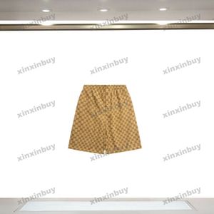 xinxinbuy homens shorts femininos letra de designer letra dupla letra jacquard malha algodão primavera verão chaque cáqui azul azul amarelo xs-l