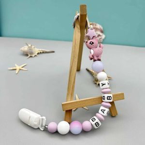 Pacifier Holders Clips# Personalized English Letter Name Silicone Sika Deer Nipple Clip Chain Teeth Pendant Baby Nipple Kawaii Teeth Toy d240521