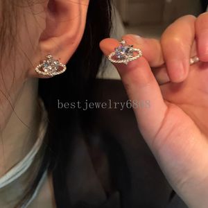 Delikat Planet Heart Crystal Stud örhängen för kvinnor flickor koreanska mode glänsande strass örhänge bröllop smycken gåvor
