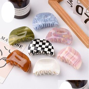 Hair Clips & Barrettes Acetic Acid White Checkerboard For Women Clip Hairpin Beauty Claw Crab Bobby Pin Lady Girl Barrette Dhgarden Dht7U