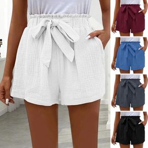 Frauen Shorts Sport Elegant Schnürmini mit Shirring Detail Bow Decor für Clubparty-Dating-Outfits Frauen