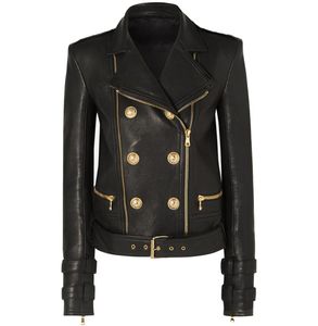 Newest Designer Jacket Women039s Lion Buttons Faux Leather Jacket Motorcycle Biker coat T2008088904642