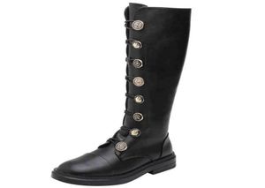 BOOTS B8299 تصميم الصناعة الثقيلة أزياء مرنة مرنة مارتن رقيقة الركبة عالية 3233 small6386968