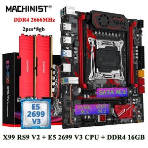 Płyty główne mechanik RS9 x99 Set płyta główna 2011-3 Zestaw Xeon E5 2699 V3 CPU 2x8GB DDR4 RAM 2666MHz Pamięć NVME M-ATX M.2 SATA Quad Channel