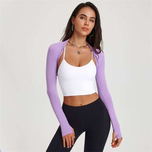 Lu Yoga Alinhe o ioga feminina de manga longa Slim Cardigan Cardigan Sexy Shawl Breathable Iess Exercício Jaqueta de Exercício Dech Dry Sports LL Lemon Gym