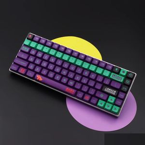 Keyboard Mouse Combos Accessories Eva01 Purple Green Xda Profile Ball Keycaps Sublimation Pbt Round Key Cap For Gmk Cherry Mx Switch M Otkvg