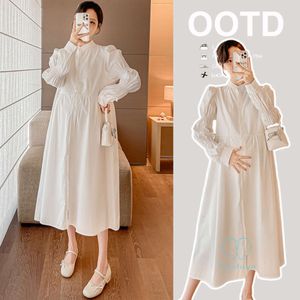 2024 Spring Korean Fashion Maternity Blouses Dresses Elegant Sweet A Line Clothes for Pregnant Women Stylish Ins Pregnancy L2405