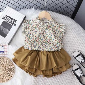 Zestawy odzieży 2PC Dziewczyny garnitur Lato 2024 NOWOŚĆ Dziecięce Letnia sukienka Baby Girl Childrens Top+Spódnica Dwukrotny zestaw Y2405207T0D