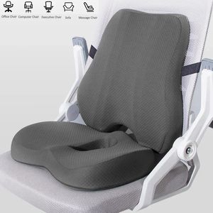 Memory Foam Seat Cushion Midjan Back Support Kudde Set Orthopedic Ergonomic Coccyk Relief Hip Lumbal Pad For Office Chair Car 240521