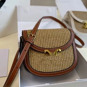 Designer de sacola de sela para mulheres de palha de palha de verão Bolsa de ombro da moda Bolsas casuais Bolsas de Bolsas Crossbody Baguettes Bolsas de Cintura de Curra