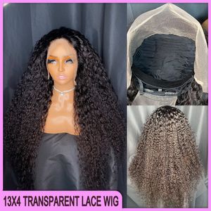 180% Densidade 360g Malásia Onda de água preta brasileira da Malásia 13x4 Peruca frontal de renda transparente 28 polegadas 100% Virgin Remy Cabelo humano