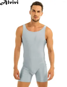 Da bagno da bagno da bagno maschile senza maniche elastico colore solido corpi softsuit costume da bagno guardato di danza sportiva ginnastica yoga unitard leotard