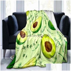Filt filtar komfort flanell söt frukt avokado tryckt p kast fuzzy mjuk täcke för säng soffa soffa tvillingstorlek r230819 droppe deliv dhxvu