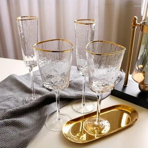 Wine Glasses Creative Hammer Golden Edge Crystal Glass Champagne European Goblet Red Bar Glassware Cocktail