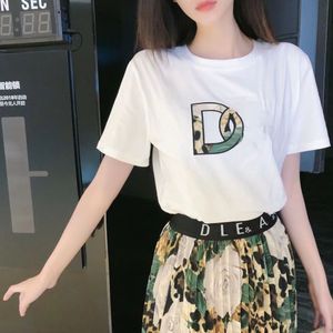 High Quality Designer Cotton T-shirt + Long Dress Set Letter Badge Embroidery Casual Summer dress Luxury Women's Casual Bohemian Style Fashion outdoor women's wear