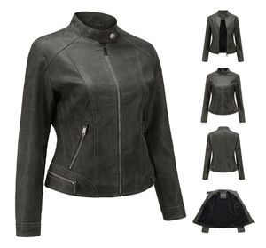 Leather Jacket Vintage for Women Punk Motorcycle Coat Faux PU Jacket Plus Size Outerwear Zipper Slim Lady Coats7460925