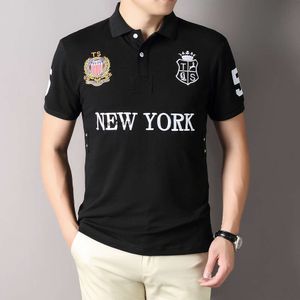 polo shirt men polo shirt for men's pure cotton embroidery short sleeved black New York casual sports minimalist slim fit large size