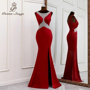 Party Dresses Sexy Transparent Waist Evening Prom Vestidos De Fiesta Satin Dress Elegantes Para Mujer Noche Largo