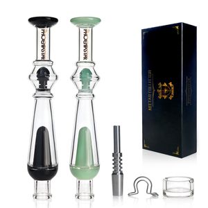 Kit de coletor de néctar de nectar de fênix, bubbler de vidro, unhas de titânio, prato de vidro e um conjunto de dabbing portátil de clipe de clipe de aço inoxidável para concentrados 8,5 polegadas