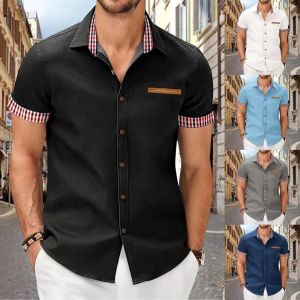 Men's T Shirts Hawaiian Shirt For Men Vintage Button Down Bowling Short Sleeve Summer Beach Oversized 2024